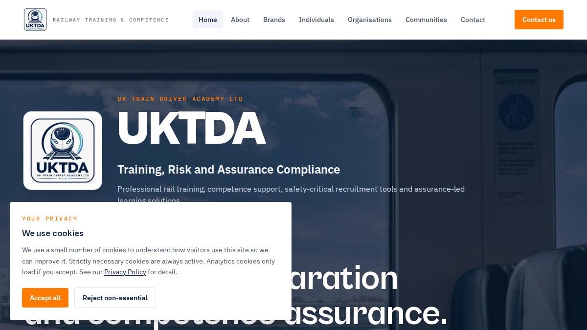 UK Train Driver Academy homepage preview