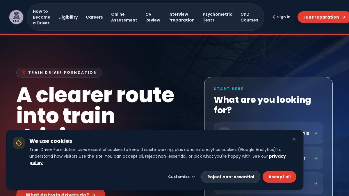 Train Driver Foundation homepage preview